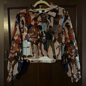 SHEIN African American Graphic Button Up